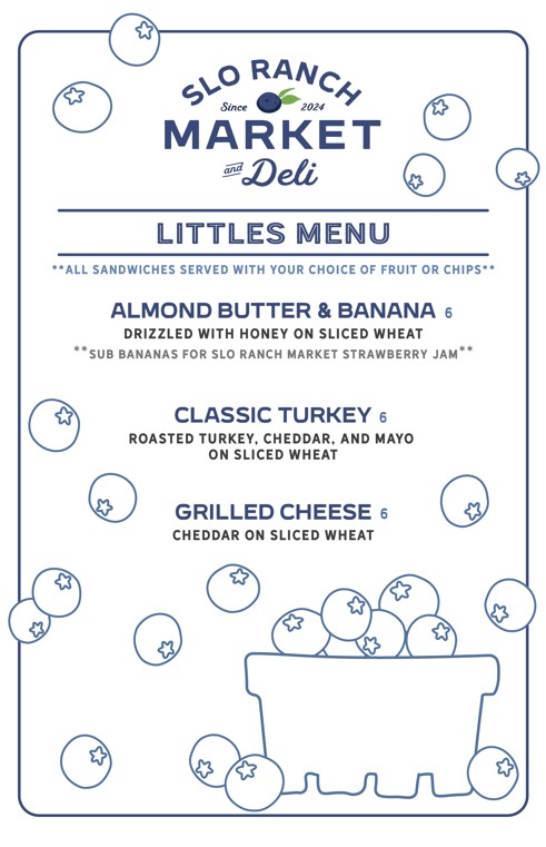 Kids Menu at SLO Ranch Farms