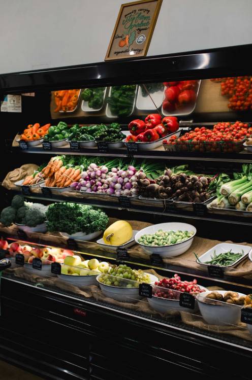vegetables on a shelf